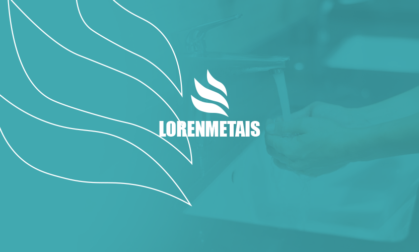 Logo da Loren Metais, cliente da Birdclick, com fundo azul representando o segmento industrial.